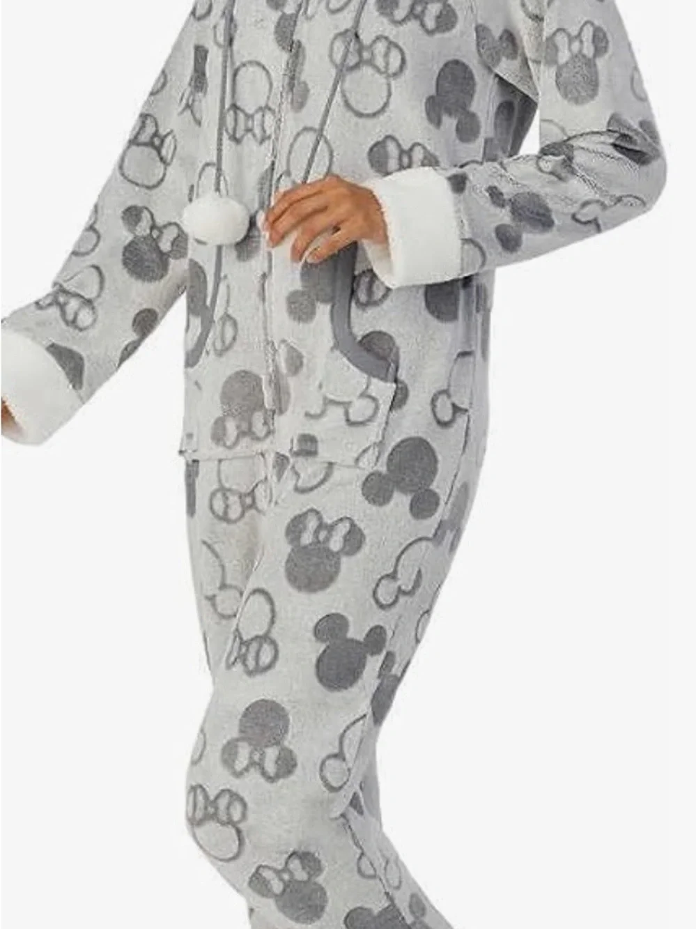 Disney Gray and White Mickey Mouse Fleece Onesie Pajama Set - Picture 2 of 13